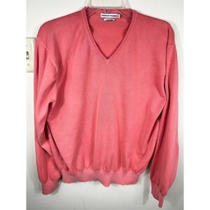 Peter Millar Coral V Neck Cotton Sweater Men's XL Long Sleeve Pullover Preppy